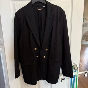 Chico’s Black Gold Button Blazer Size 4 (US 20) quiet luxury career plus size